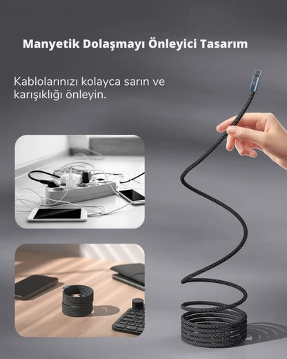 MagCable | Kendiliğinden Toplanan Manyetik USB-C Kablo